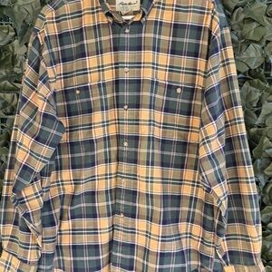Vintage Mens Eddie Bauer Yellow & Green Plaid Button-Down Shirt